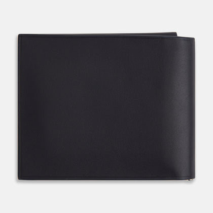 Navy Leather Trifold Card Holder with Metal Money Clip Image 4