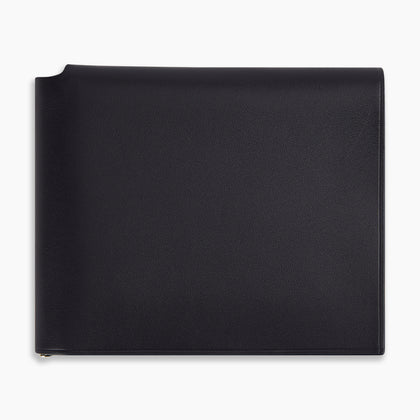 Navy Leather Trifold Card Holder with Metal Money Clip Image 5