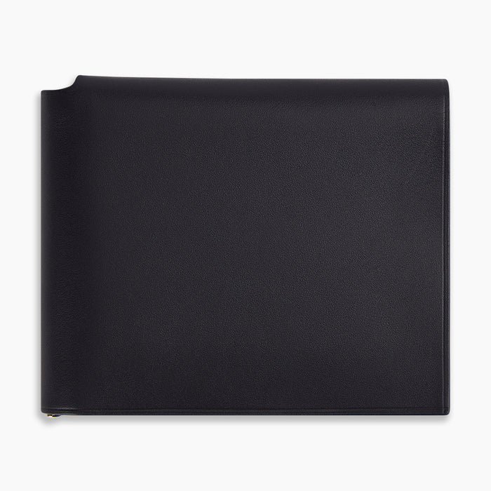 Navy Leather Trifold Card Holder with Metal Money Clip Image 5