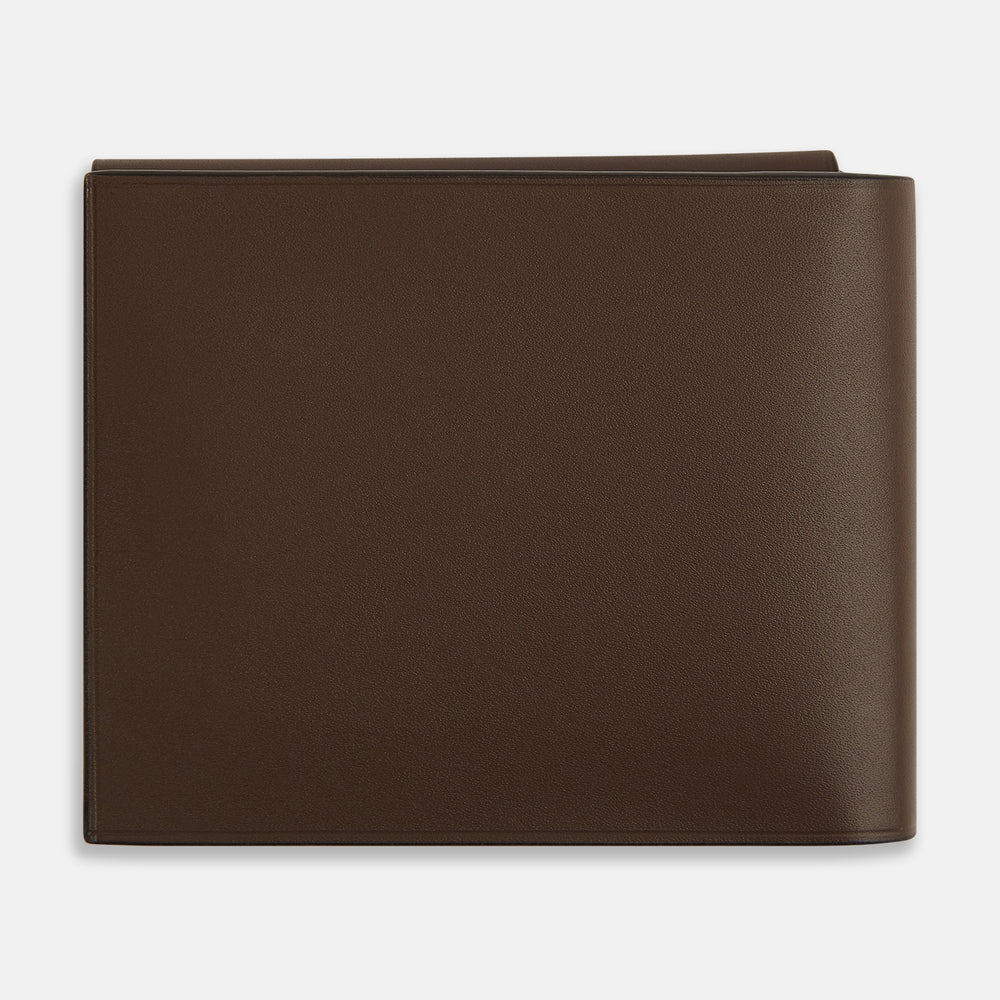 Dark Chocolate  Leather Trifold Card Holder with Metal Money Clip OS