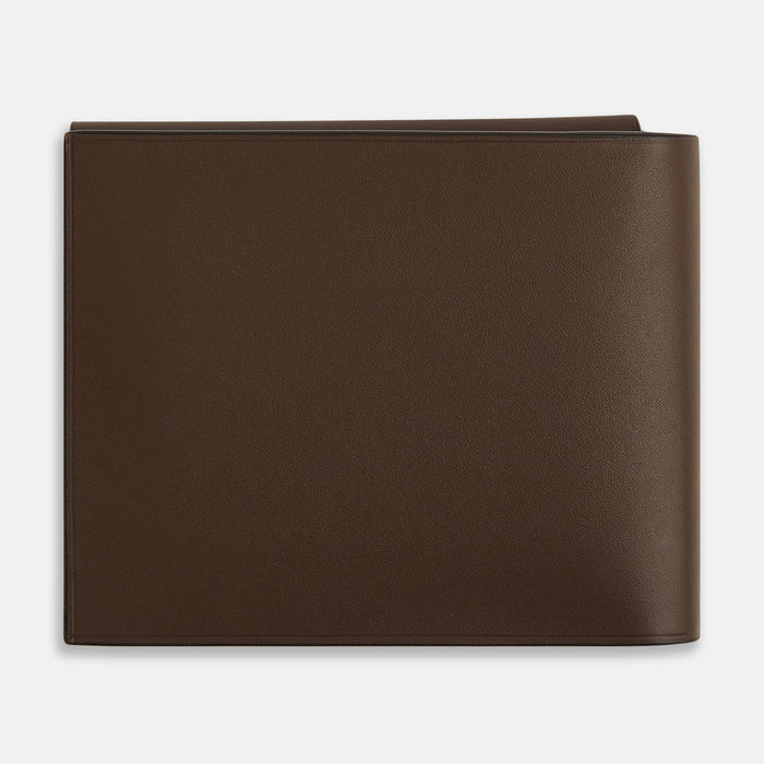 Dark Chocolate  Leather Trifold Card Holder with Metal Money Clip Image 4