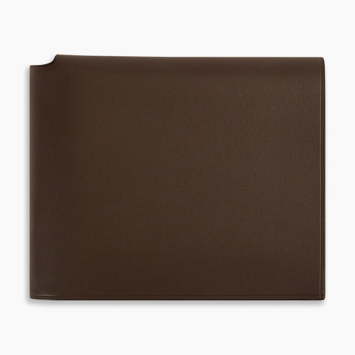 Dark Chocolate  Leather Trifold Card Holder with Metal Money Clip Image 5