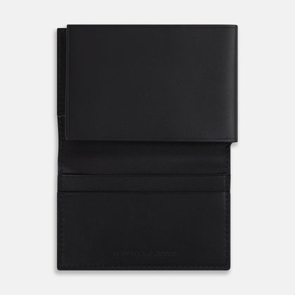 Navy Leather Trifold Wallet Image 1