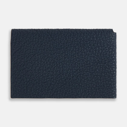 Navy Full-Grain Leather Trifold Wallet