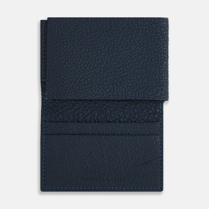 Navy Full-Grain Leather Trifold Wallet Image 1