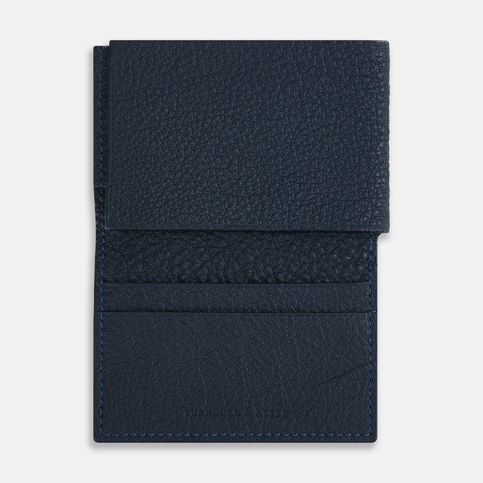 Navy Full-Grain Leather Trifold Wallet Image 1