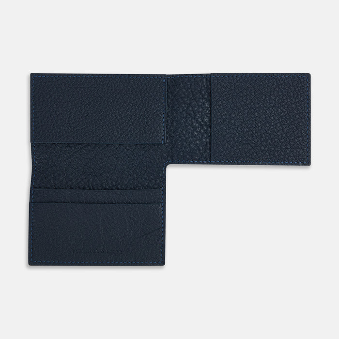 Navy Full-Grain Leather Trifold Wallet Image 2