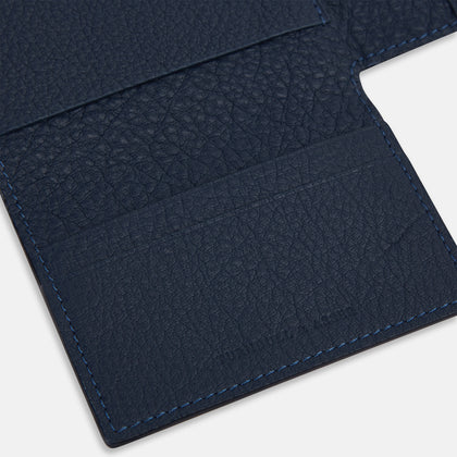 Navy Full-Grain Leather Trifold Wallet Image 3