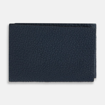 Navy Full-Grain Leather Trifold Wallet Image 4