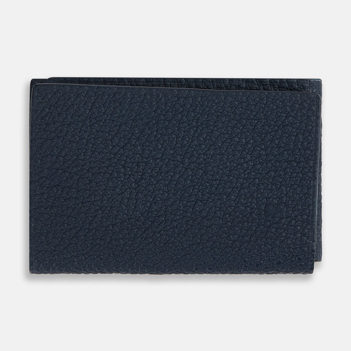 Navy Full-Grain Leather Trifold Wallet Image 4