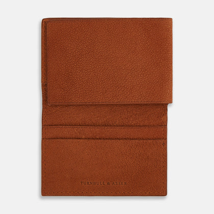 Cognac Full-Grain Leather Trifold Wallet Image 1