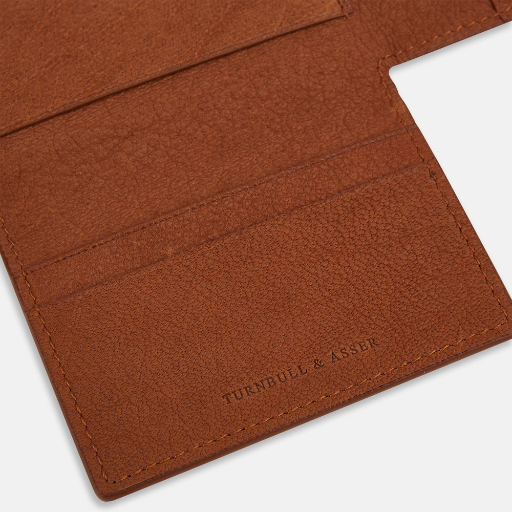 Cognac Full-Grain Leather Trifold Wallet OS