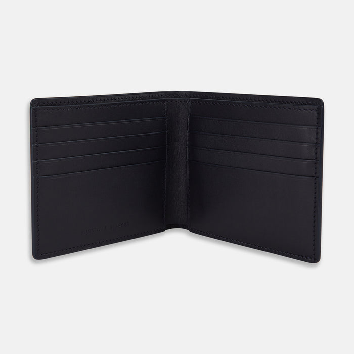 Navy Leather Bi-Fold Wallet Image 1