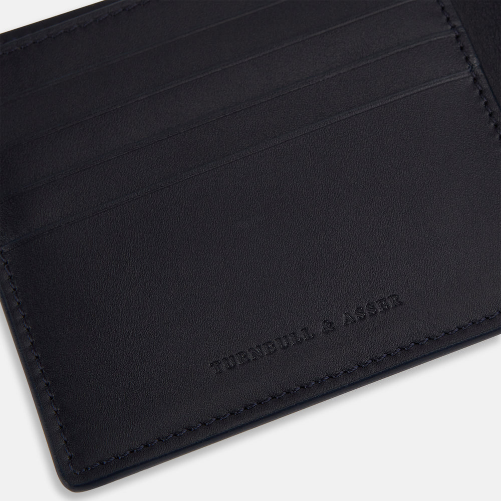 Navy Leather Bi-Fold Wallet OS