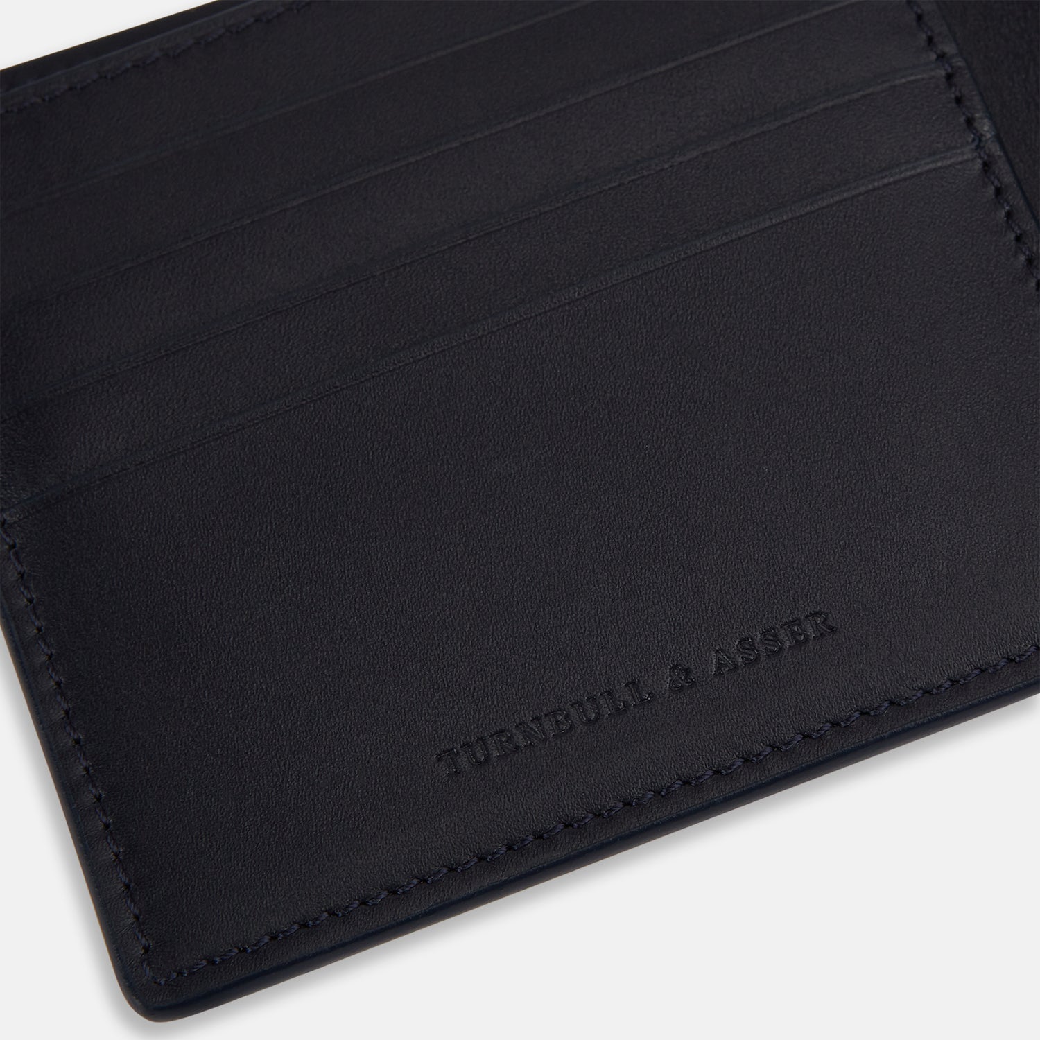 View 3 of product Navy Leather Bi-Fold Wallet OS