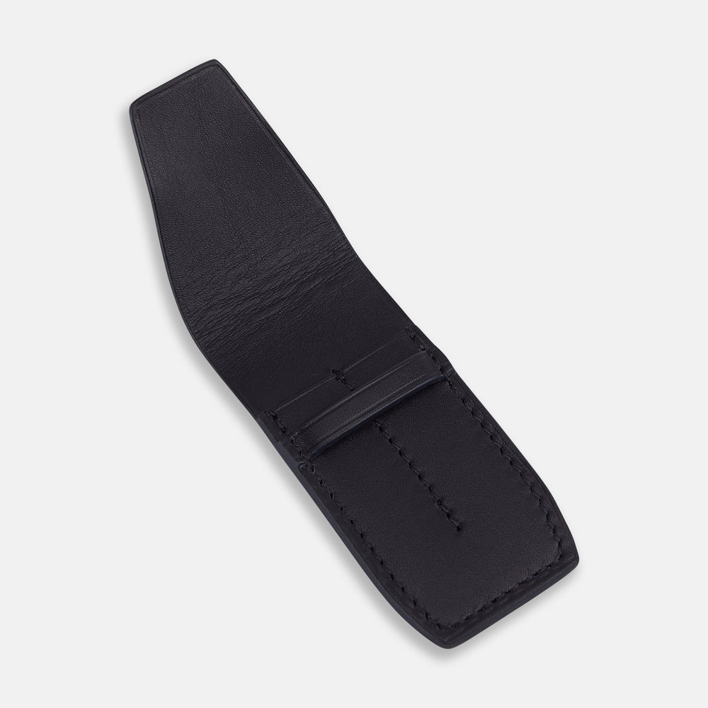 Navy Leather Collar-Stay Holder OS