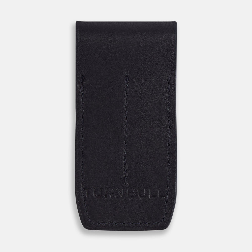 Navy Leather Collar-Stay Holder OS