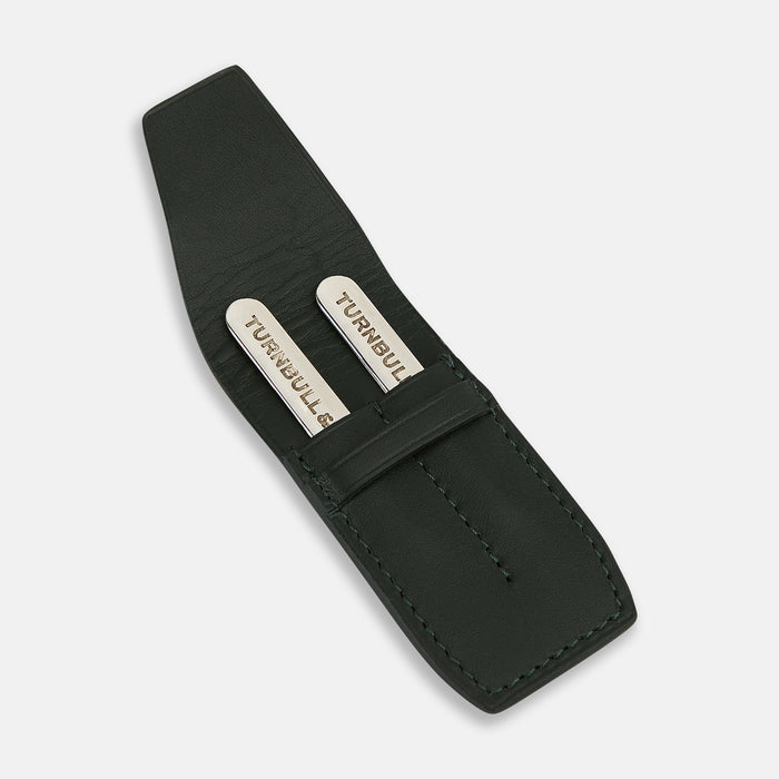 Forest Green Leather Collar-Stay Holder Image 3