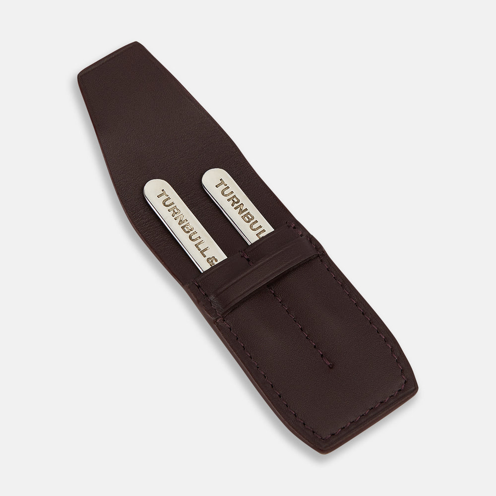 Burgundy Leather Collar-Stay Holder OS