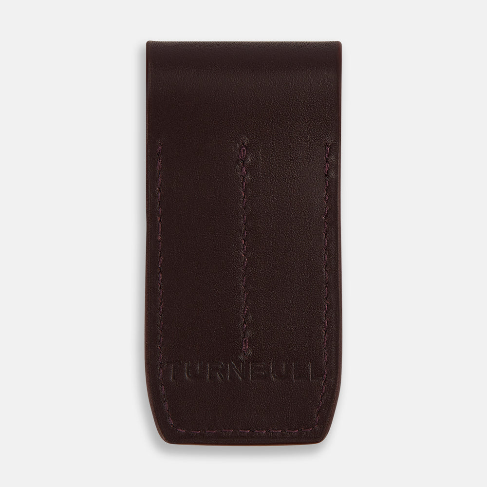 Burgundy Leather Collar-Stay Holder OS