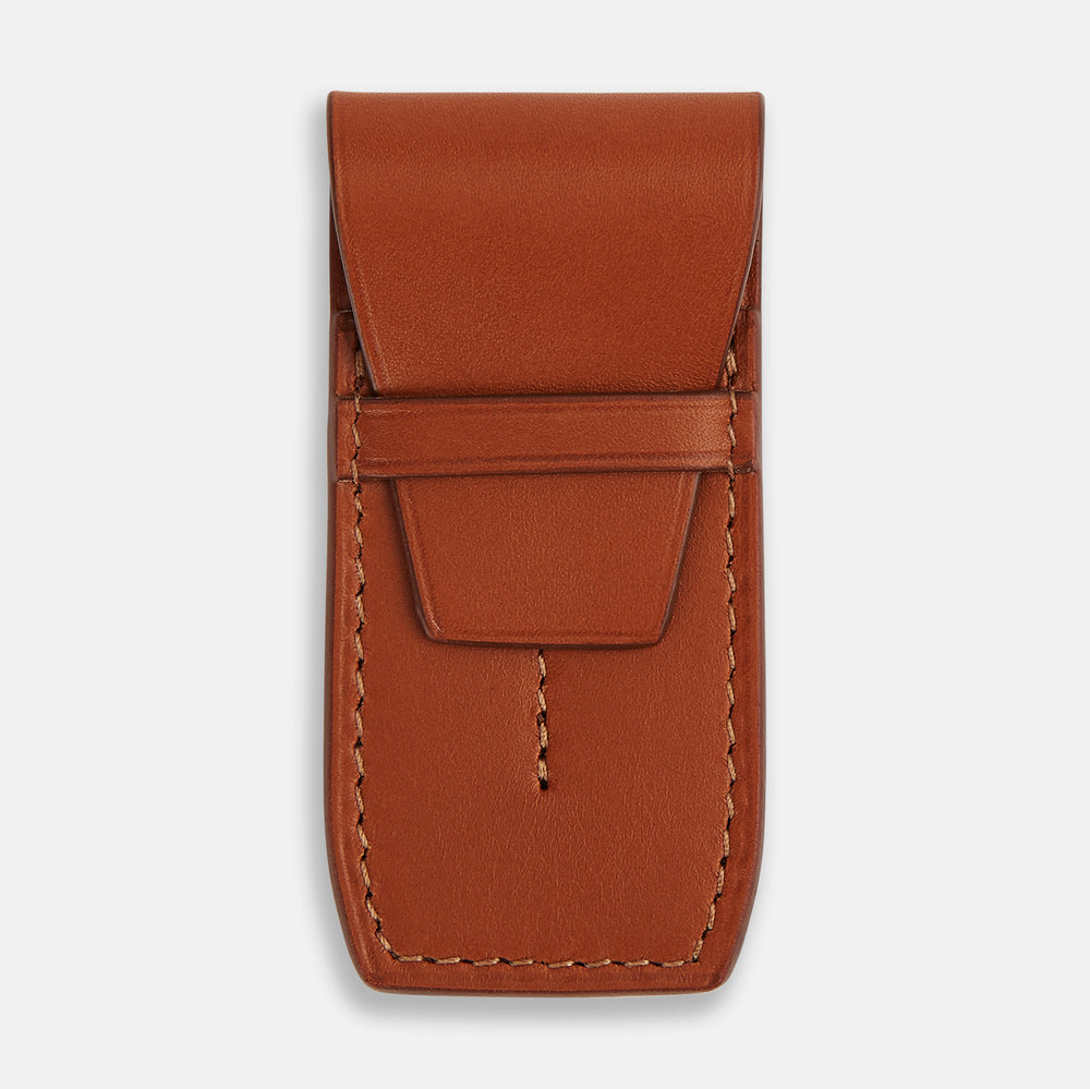 Cognac Leather Collar-Stay Holder OS