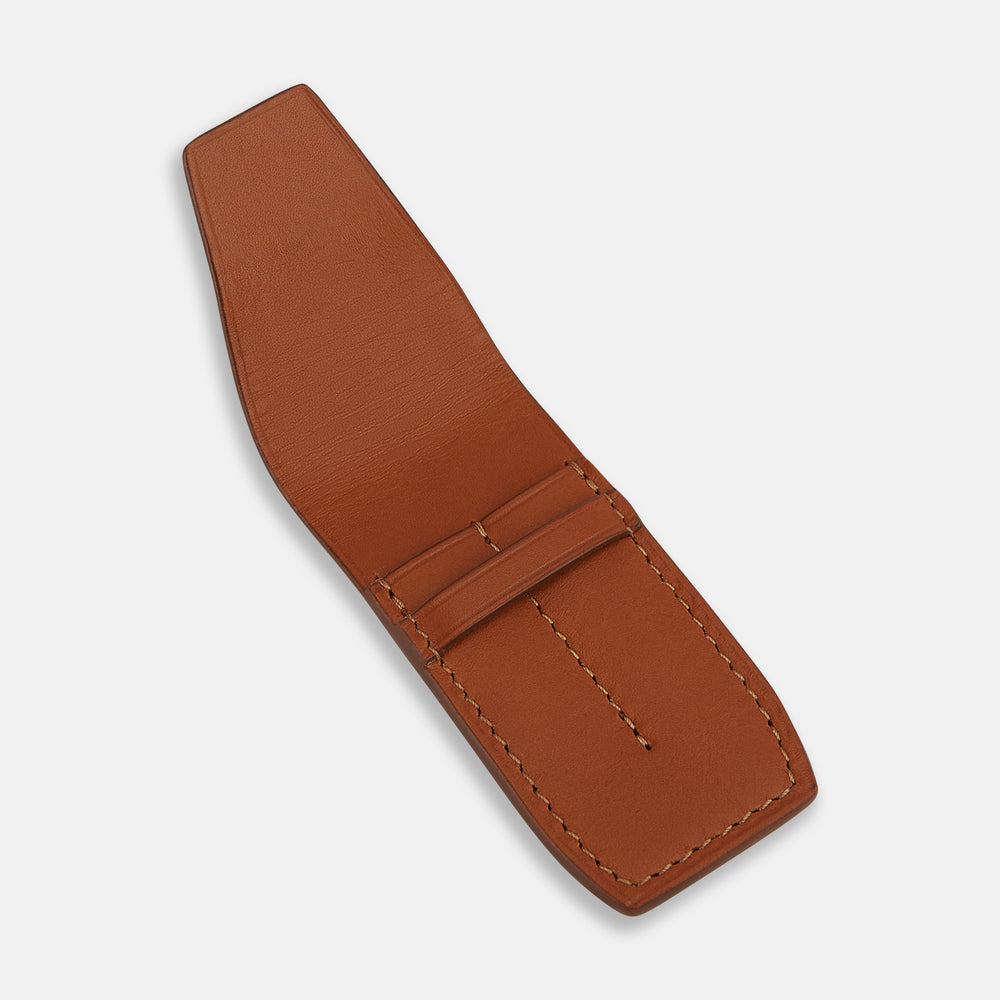Cognac Leather Collar-Stay Holder OS