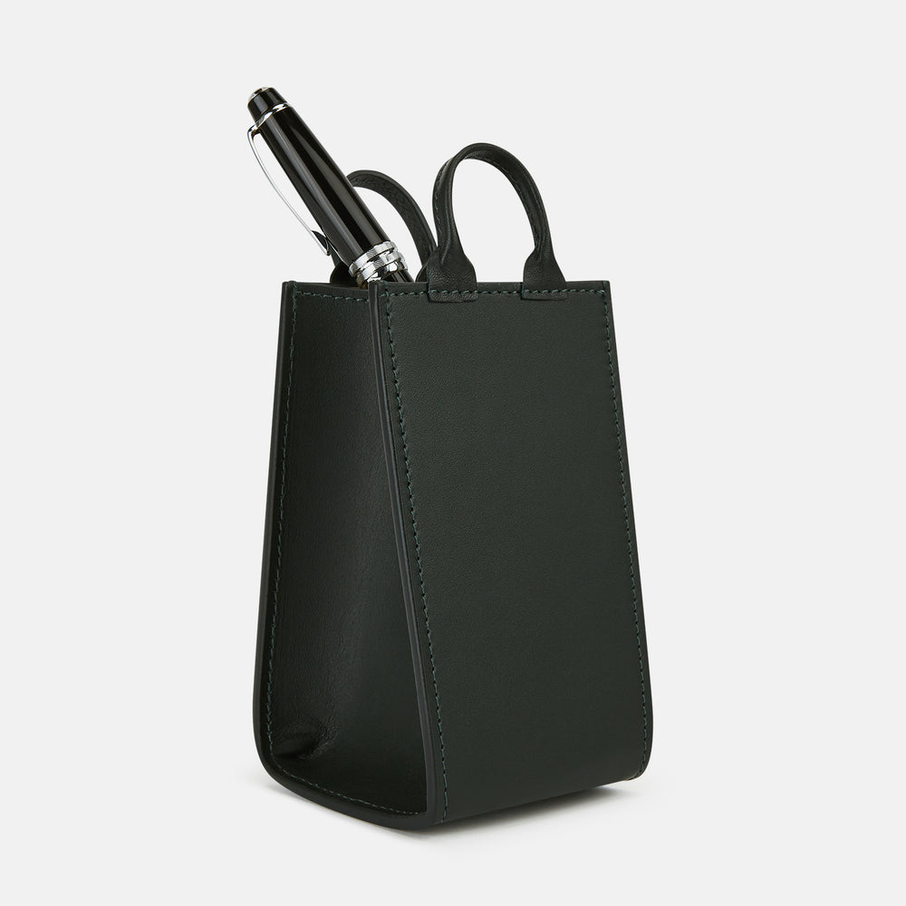 Forest Green Leather Pen holder OS