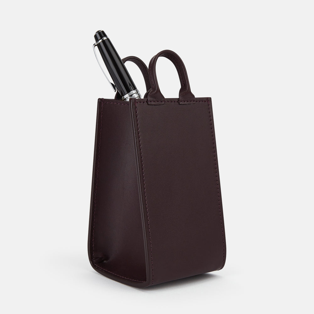 Burgundy Leather Pen holder OS