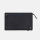The Turnbull & Asser UK Navy Leather Zip Envelope Pouch, a rectangular travel accessory with two horizontal zippered compartments, is displayed against a plain white background.