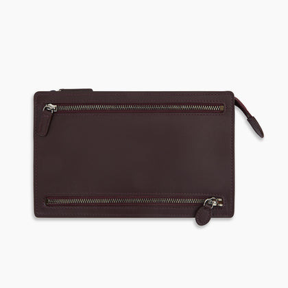Burgundy Leather Zip Envelope Pouch Image 3
