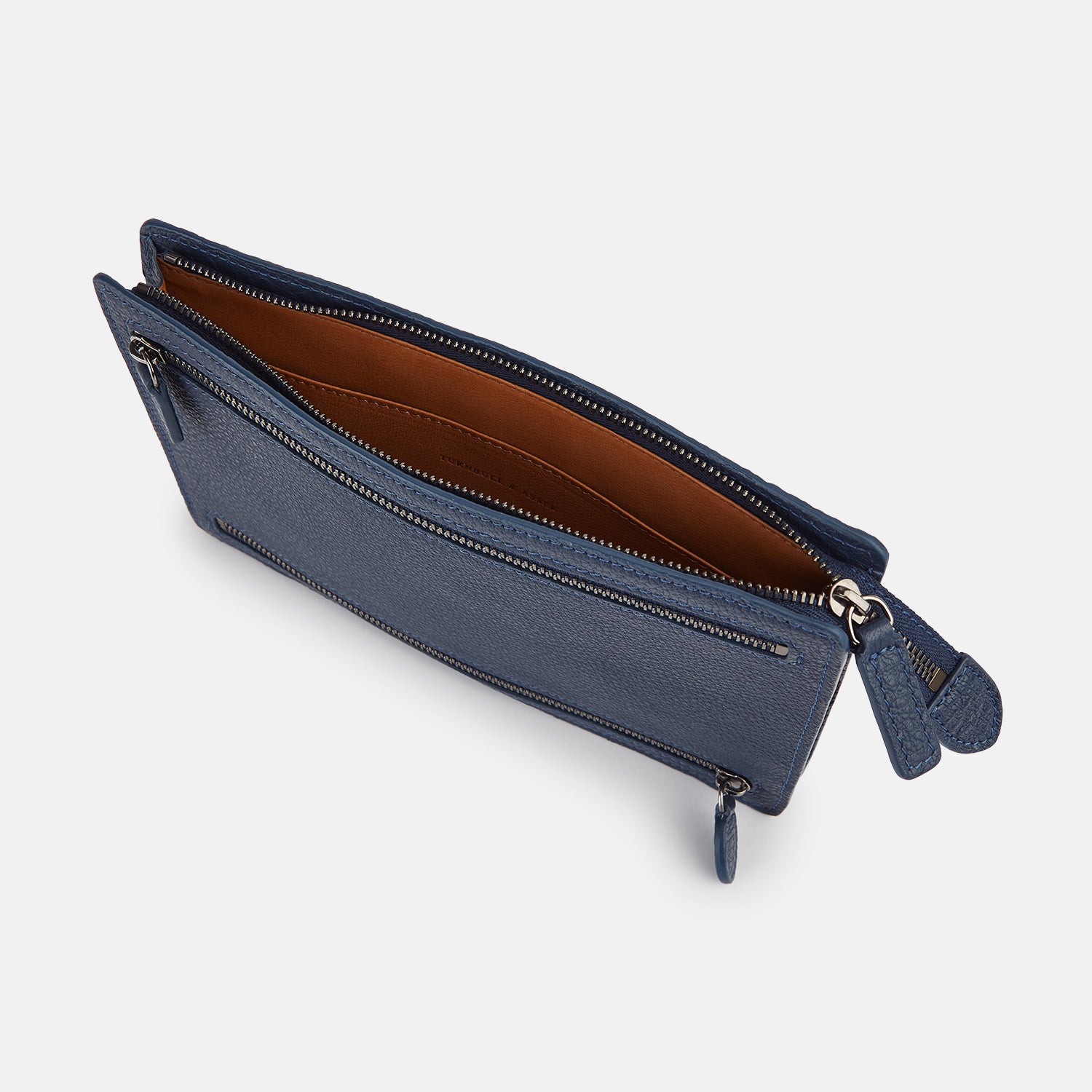 View 2 of product Navy Full-Grain Leather Zip Envelope Pouch OS