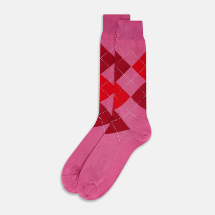 Antique Pink Check Mid-Length Socks Image 1