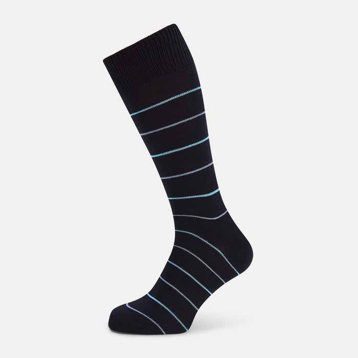 Navy Striped Mid-Length Socks