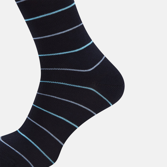 Navy Striped Mid-Length Socks Image 3