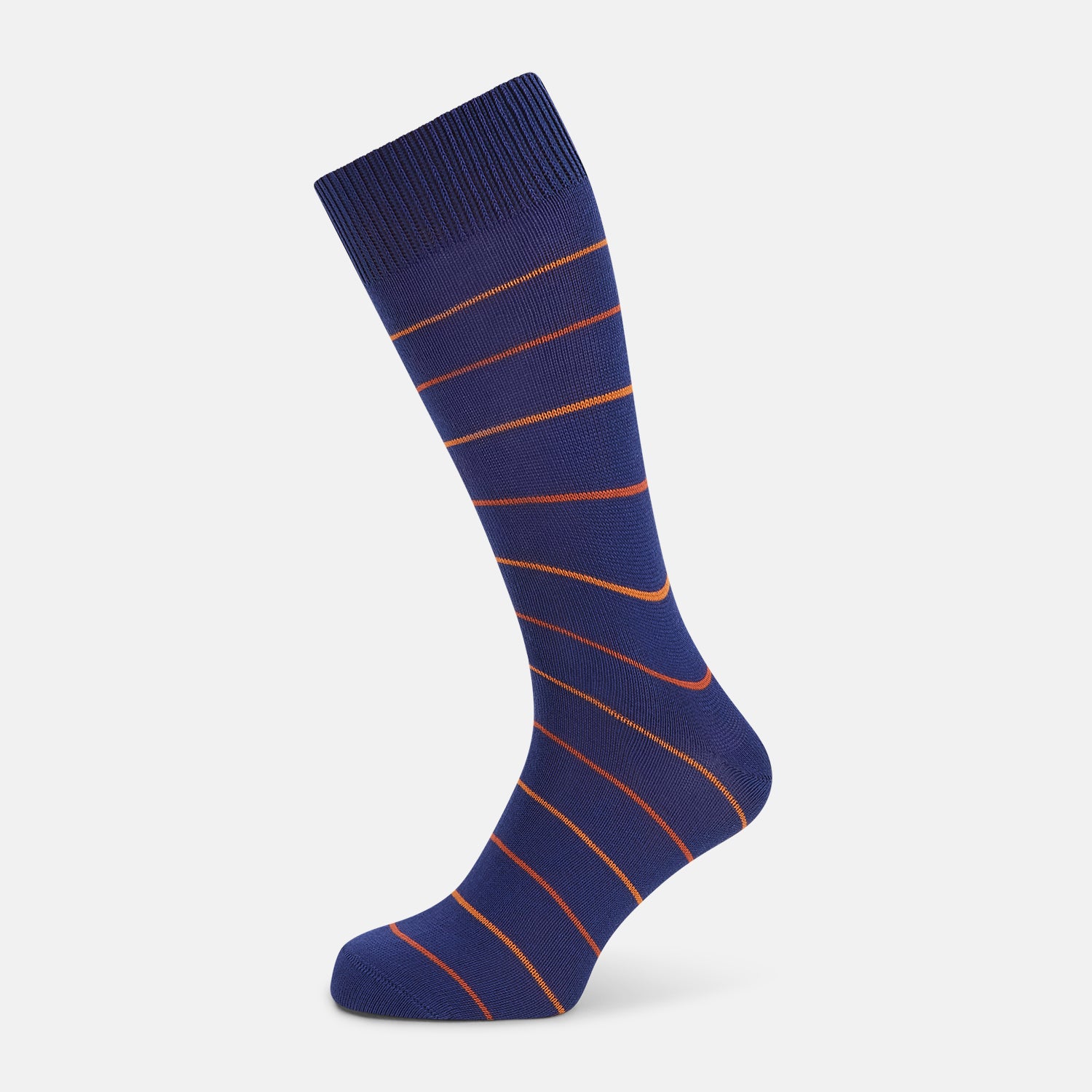 View 1 of product Royal Blue and Orange Striped Mid-Length Socks 13