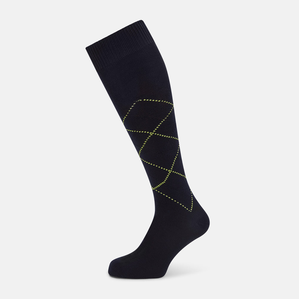 SOCKS LONG COTTON DIAMOND ON NAVY 11+