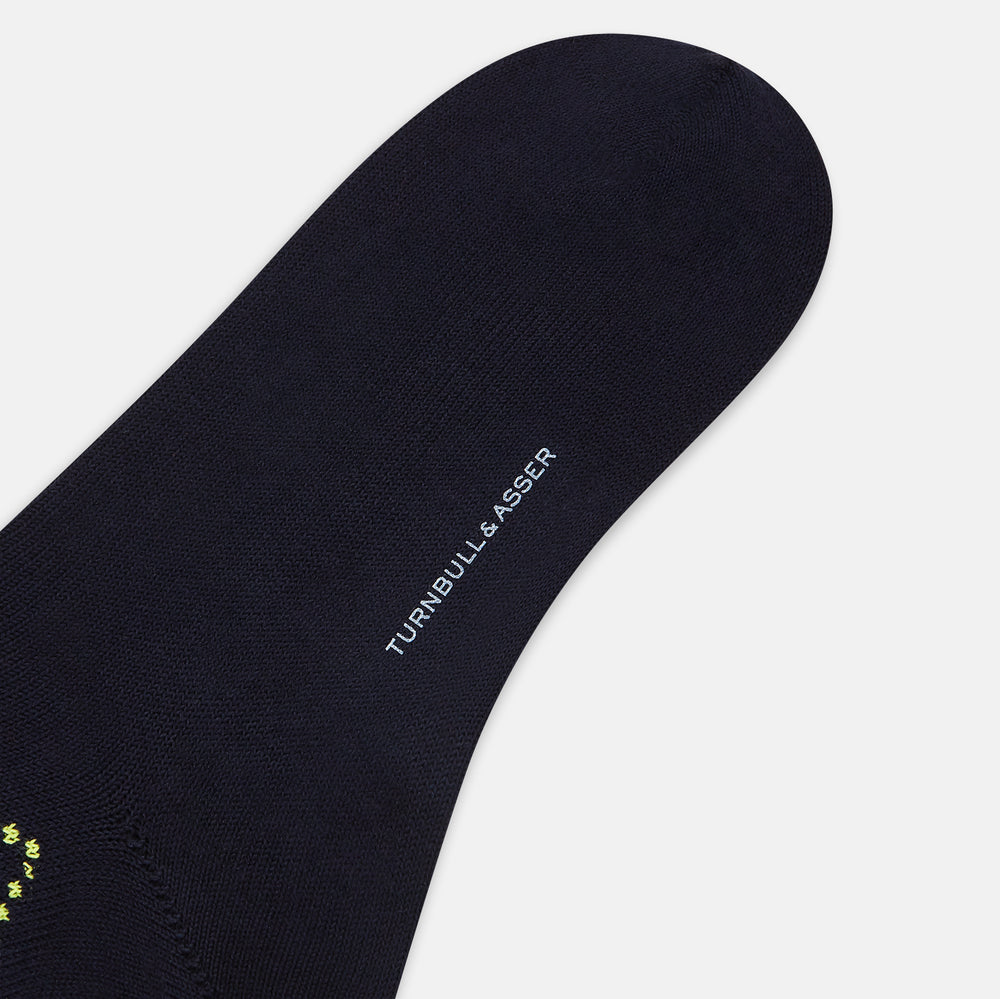 SOCKS LONG COTTON DIAMOND ON NAVY 11+