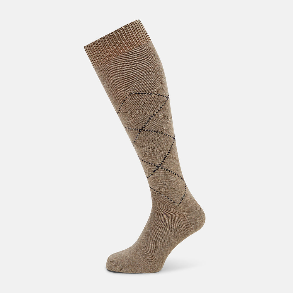 SOCKS LONG COTTON DIAMOND ON CAMEL 12