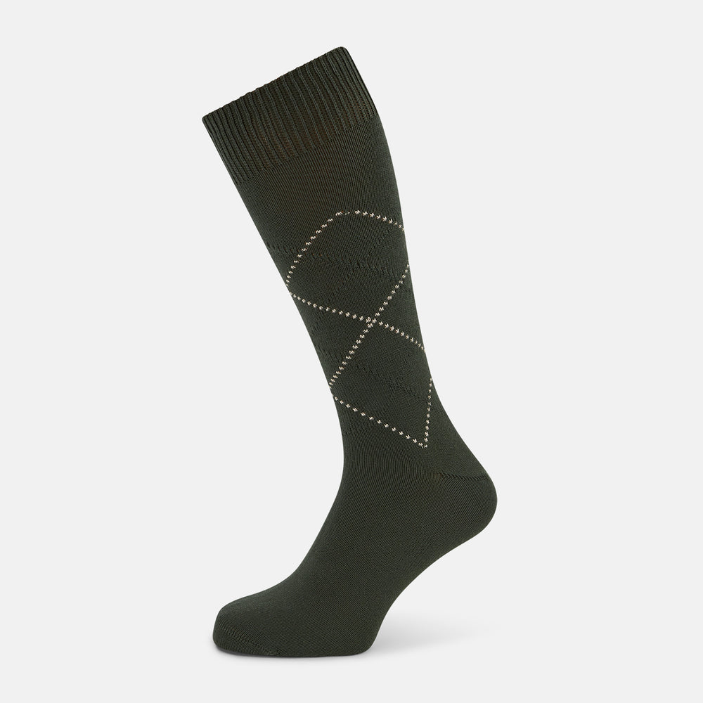 SOCKS SHORT COTTON DIAMOND ON OLIVE 13