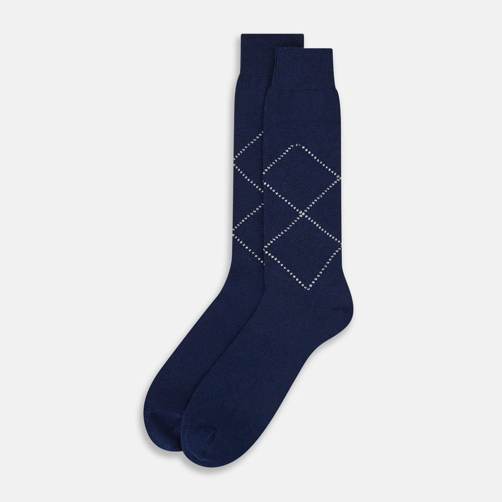 SOCKS SHORT COTTON DIAMOND ON AZZURRO 11+