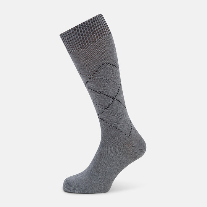Light Grey Melange Diamond Mid-Length Socks