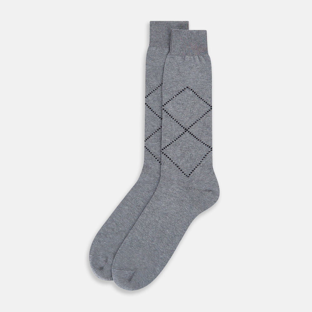SOCKS SHORT COTTON DIAMOND ON LIGHT GREY MELANAGE 11+