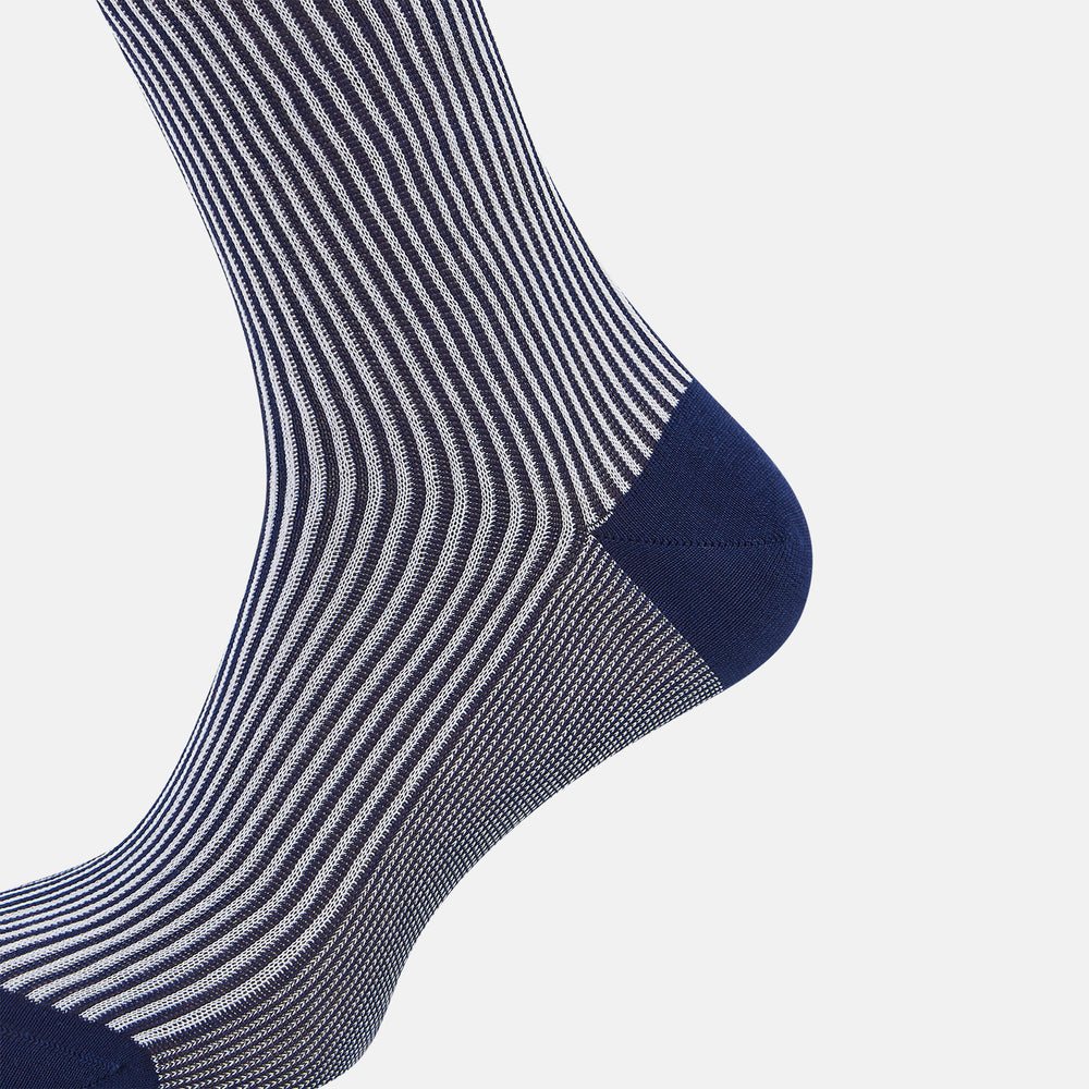 SOCKS SHORT COTTON ROYAL BLUE AND WHITE STRIPE 10+