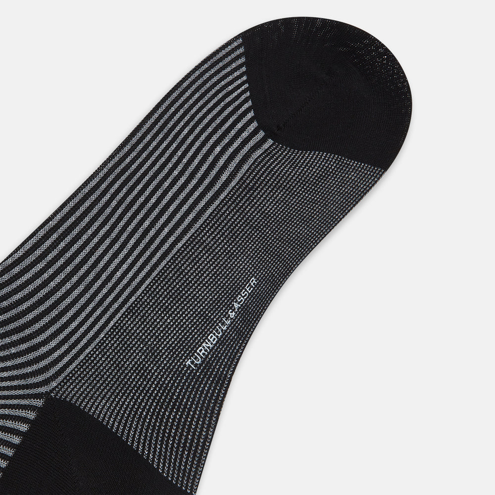 SOCKS SHORT COTTON  CHARCOAL STRIPE 12