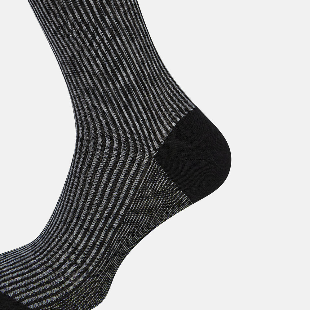 SOCKS SHORT COTTON  CHARCOAL STRIPE 12