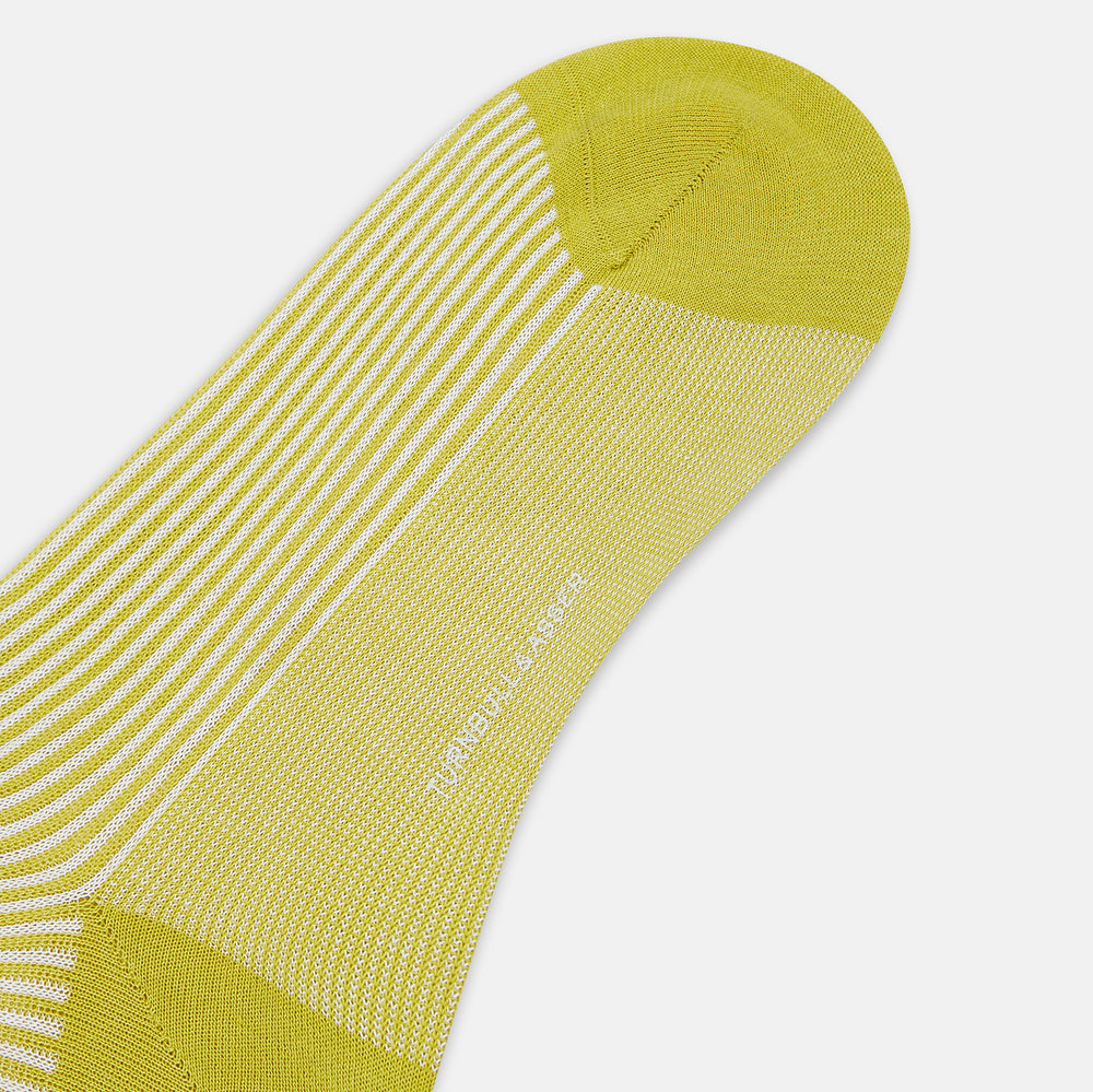SOCKS SHORT COTTON CHARTREUSE LEMON STRIPE 10+
