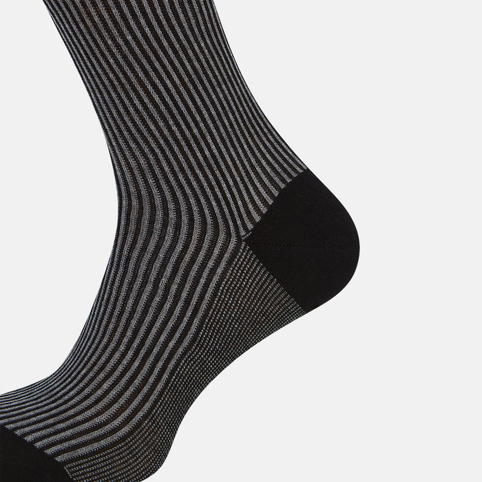 Charcoal Striped Long Socks Image 2