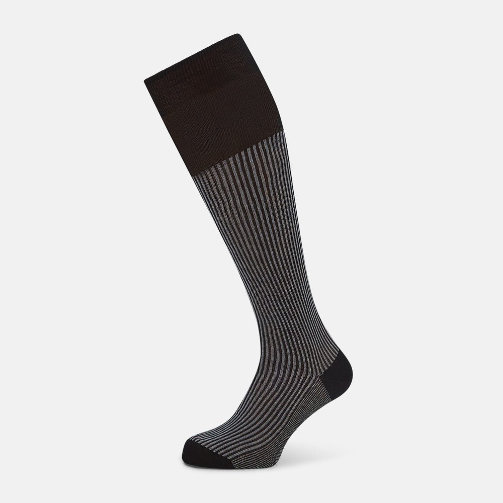 SOCKS LONG COTTON CHARCOAL STRIPE 13