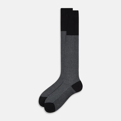 Charcoal Striped Long Socks Image 1