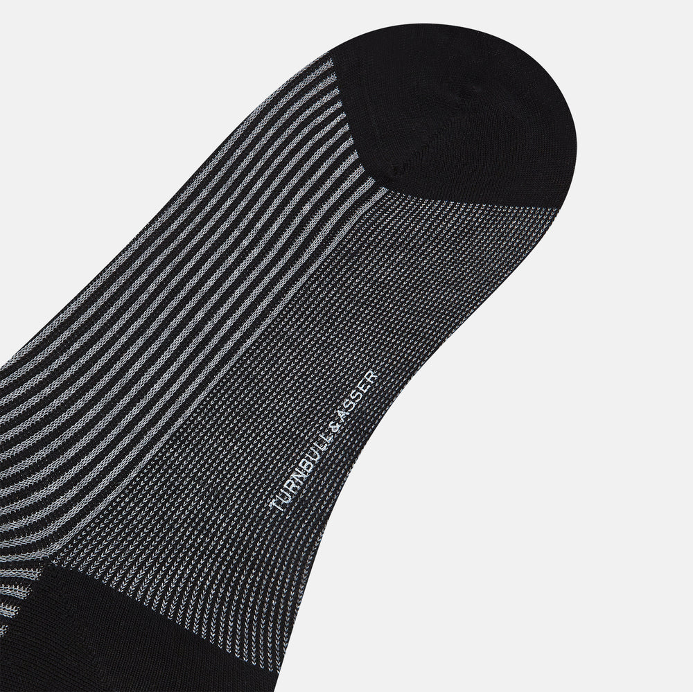 SOCKS LONG COTTON CHARCOAL STRIPE 13